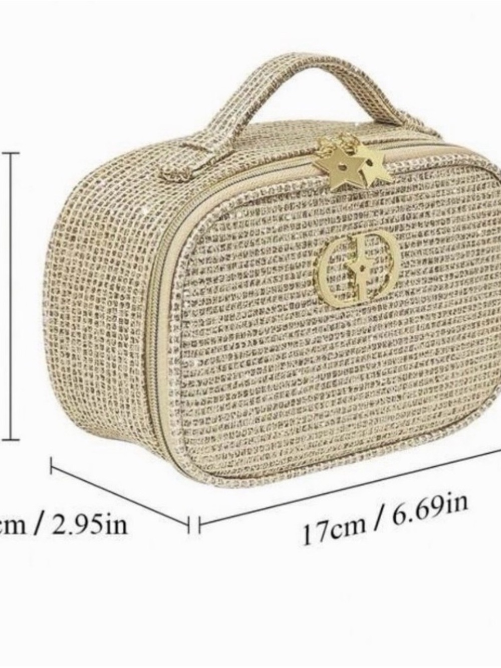 New in Box Dior GWP Gold Metallic Woven Top-Handle Cosmetic Bag Holiday 2025 - Picture 6 of 8